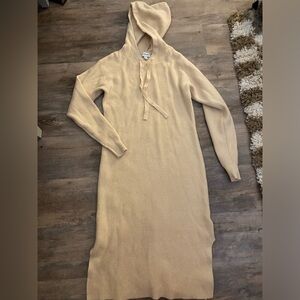 Women's Cream Hooded Sweater Dress